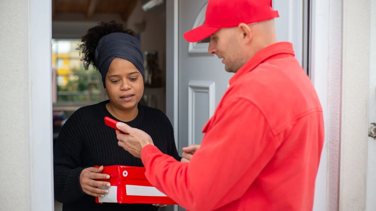 A customer collecting an order