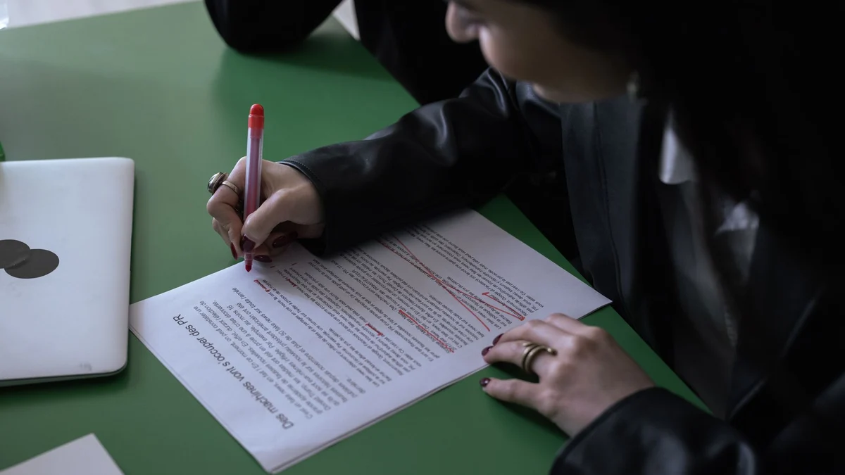 Corrections marked on a manuscript